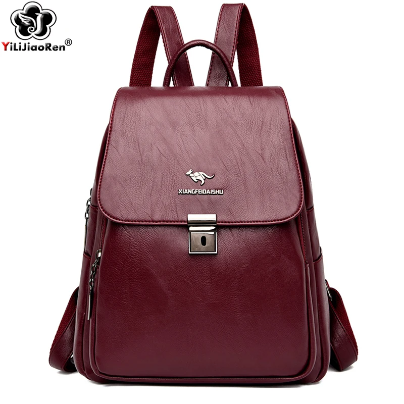 ladies large leather backpack