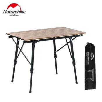

Naturehike Folding Camping Table Telescopic Wood Grain Aluminum Table Retractable Table Legs Picnic Camping Portable Table