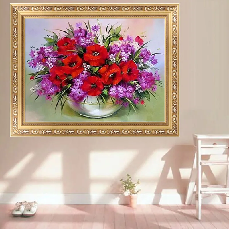 

DIY 5D Beautiful Flower Vase Painting Diamond Embroidery Cross Stitch Home Decor Q6PE