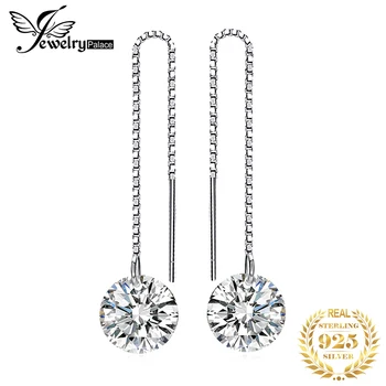 

JewelryPalace 925 Sterling Silver Cubic Zirconia CZ Long Drop Earrings For Women Korean Earrings 2020 Earings Fashion Jewelry