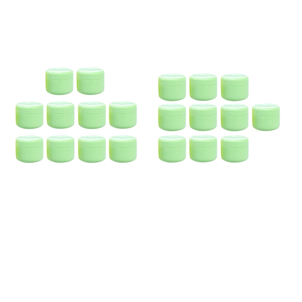 20pcs Empty Jars with Lids , Refillable BPA-Free Plastic Container Refillable Round Makeup Containers for Cosmetics - Green