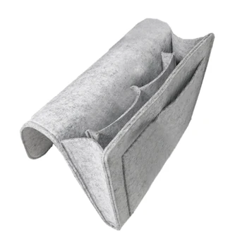 

Felt Bedside Storage Caddy Hanging Bag Felt Sofa Organizer Pocket Book Holder Home Household Goods