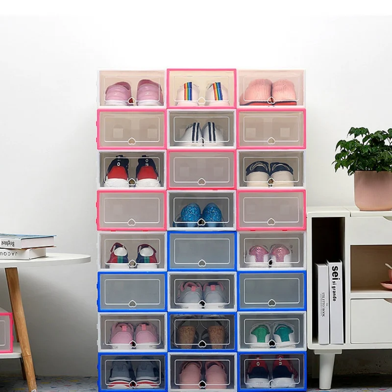 Артефакт прозрачный стеллаж для обуви комбинация коробка для хранения обуви дамы толстый раскладушка пластиковый органайзер обуви рабочего стола