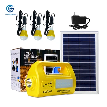 

GCSOAR Portable Generator Kit Solar Lighting System with Power Solar Panel LED Bulb USB output Port for Emergency Backup Power