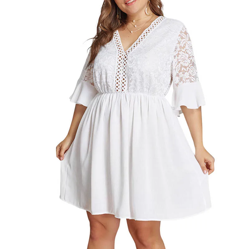 

Summer dress women 5XL 6XL 7XL 8XL plus size bust 132cm dress women white color