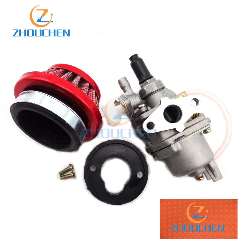 Карбюратор Carb Carby+ стальной 44 мм воздушный фильтр красный+ стек для 47cc 49cc Mini moto ATV Quad Dirt Pocket Bike Go Kart Mini moto
