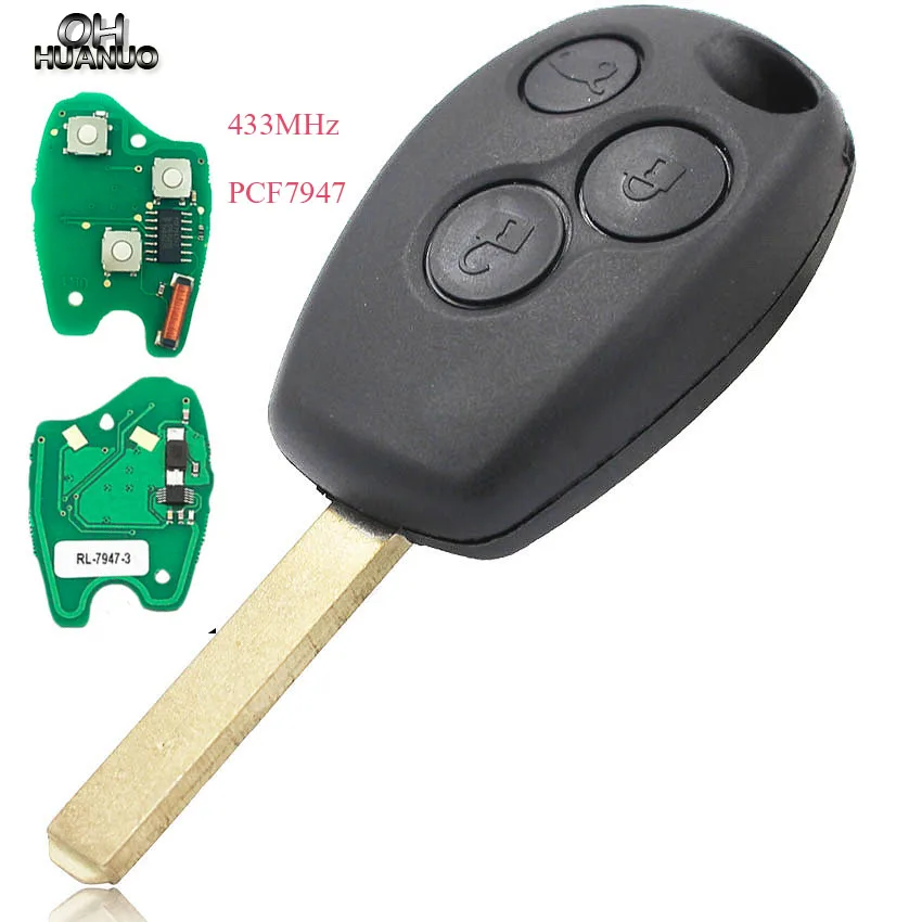 3 кнопки дистанционного ключа автомобиля подходит для RENAULT Clio3 Kangoo Master Modus Twingo Trafic 433 МГц с чипом PCF7947
