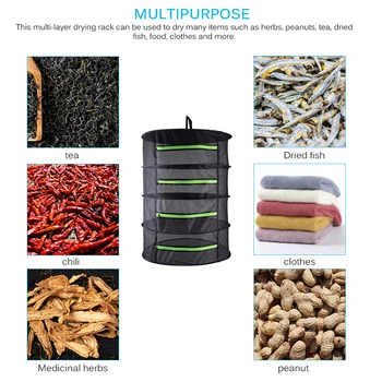 

Folding Drying Net 4/6 Layers Mesh Pouch Hanging Basket Dry Rack Storage Bag with Hook for Herbs Flower Plant Buds Cloth Dry Bag