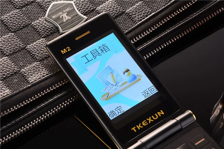 TKEXUN M2 флип металлический корпус телефон 3,0 почерк экран мобильный телефон раскладушка двойной экран большая батарея большая клавиатура