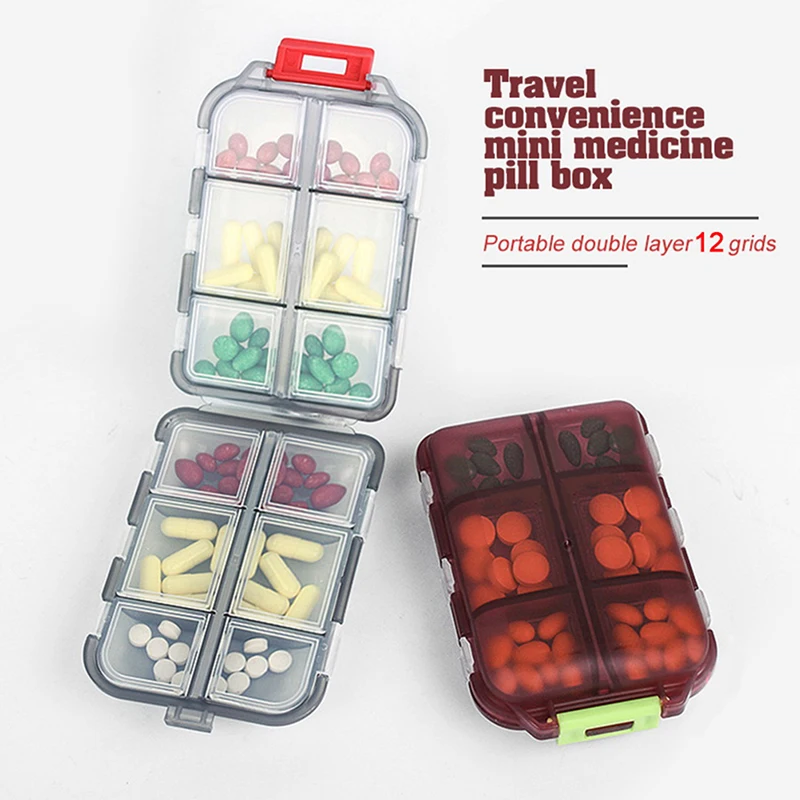 12 Grids Medicine Box Pills Dispenser Pill Organizer Tablet Pill Case Container Drug Divider Folding Drug Box For Travel Random