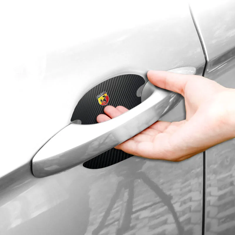 4pcs Car Door Handle Sticker Carbon Fiber Badge Protection Film For Renault Megane 2 3 Duster Logan Clio Laguna 2 Captur Goods