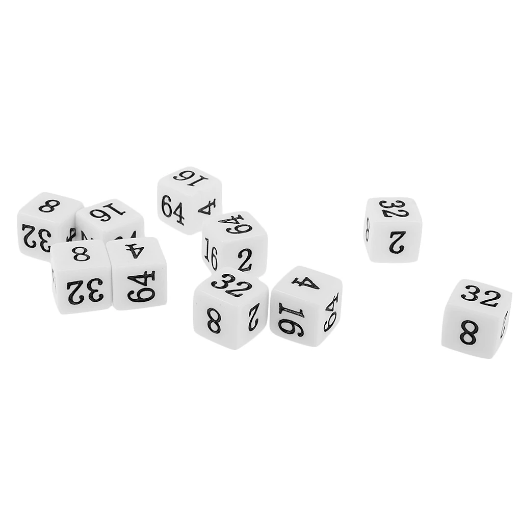 MagiDeal 10Pcs Opaque 6 Sided Multiple Dice for TRPG Party Board GameClub Dice Game Toys White/Beige 
