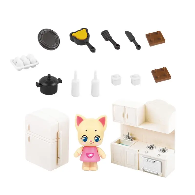 Kitten kitchen Kuulee мультфильм Китти Моделирование Кухонные принадлежности ролевые игры Набор детских игрушек - Цвет: Kitten kitchen