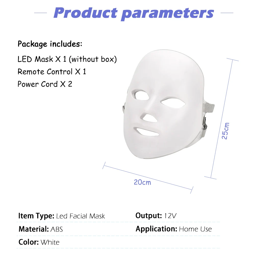 7 Colors Led Mask Photon Electric LED Facial Mask LED Skin Rejuvenation Anti Wrinkle Acne Photon Therapy Home Salon Beauty Tool