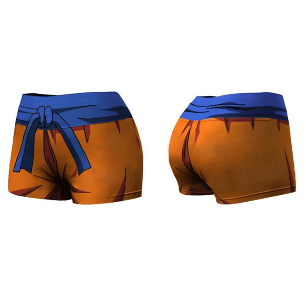 cartoon casual goku hot women summer short pants elastic waist patchwork casual beach party shorts 2021 Summer New Women's Short Pants Elastic Waist Patchwork Casual Beach Party Shorts 3d Printing Running Fitness Sport Pants