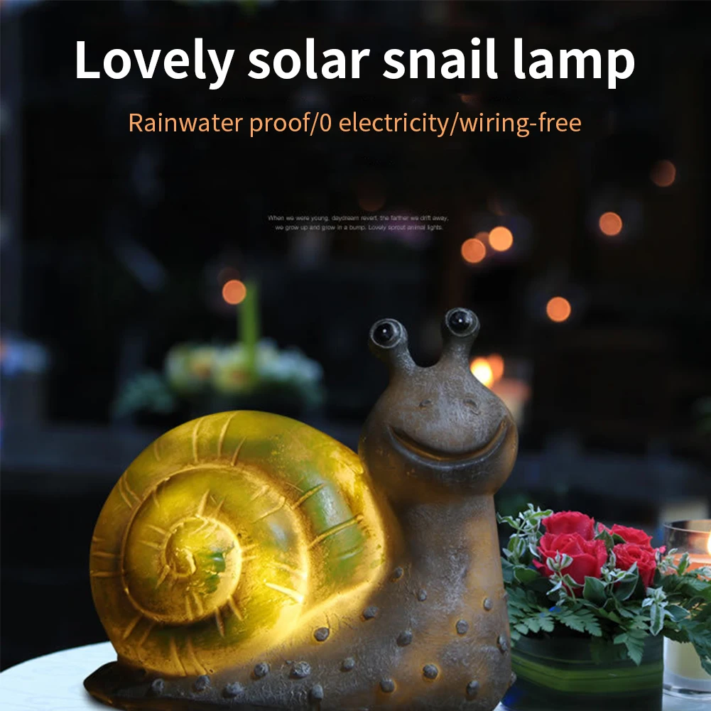 

Garden Yard Snail Shape Ornament Led Patio Outdoor Landscape Courtyard Small Solar Lamp Balcony Waterproof Decorative Resin