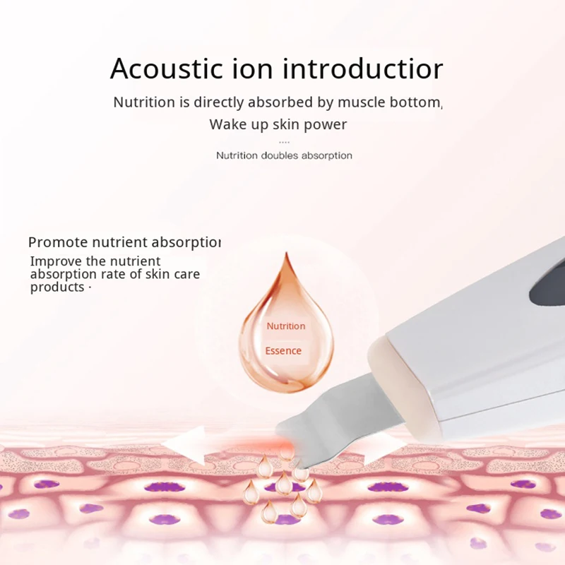 Electronic Facial Scrubber Ultrasonic LED Electronic Beauty Device Shovel Skin Pores Cleaning Face  - 4000469080563