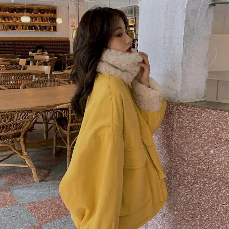 New Winter Kawaii Coat Women Parkas Top College Thick Velvet Loose Cute Women Jacket Female Sweet Outwear Clothing ► Photo 2/6