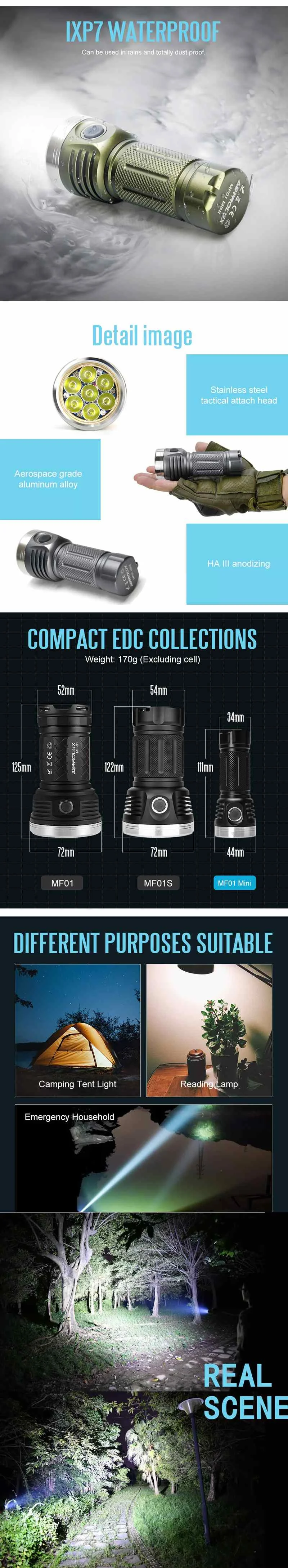 Astrolux MF01 мини Ограниченная серия набор 7* SST20 5500LM тип-c перезаряжаемый Campact EDC фонарик медная горелка фонарь