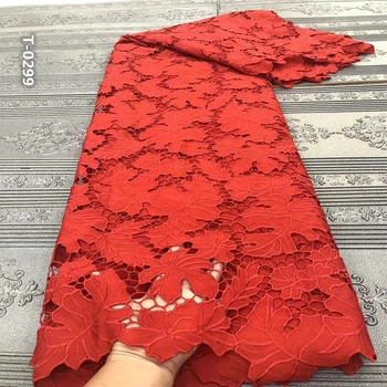 

Red African Cord Lace Fabric Cotton Lace High Quality African Lace Fabric Printing Guipure Lace Fabric For Party