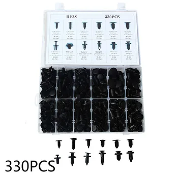 

Body Panel Kit Retainer Rivet Clip Black Car Push Assorted Nylon 330pcs Durable with a box