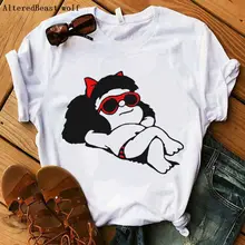 Mafalda футболка женская с рисунком модная футболка с принтом женская Повседневная Harajuku короткий рукав летняя женская мода Милая футболка с круглым вырезом