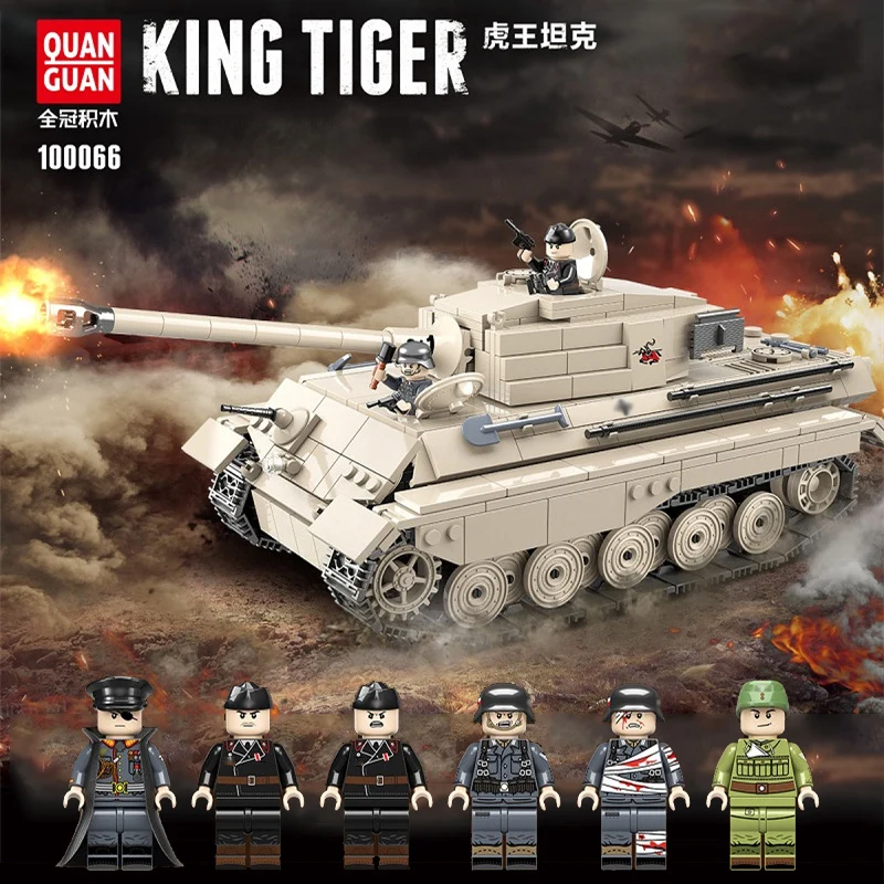 978PCS WW2 Military Tiger king tank Building Blocks Legoing Military WW2 Tank Soldier Weapon Army B