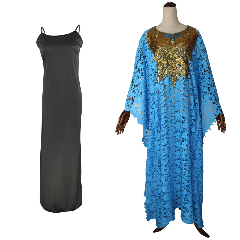 H& D размера плюс женские африканские платья водорастворимое кружевное платье гибкое черное платье на бретельках африканские женские Дашики длинные платья