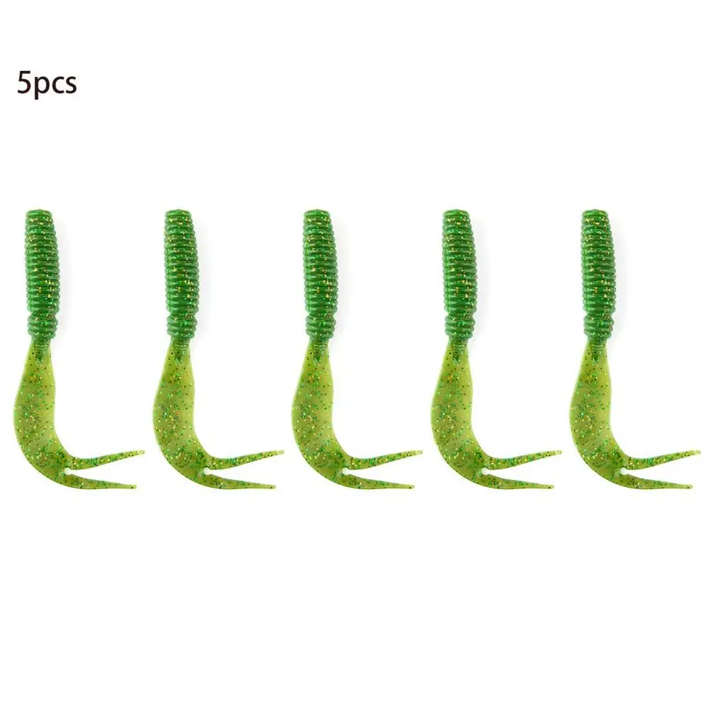 emerald green MNA-014 профессиональный 5 шт./компл. рыболовные приманки 75 мм/3,3g Shoft приманки с витой вилка-задний крючок Форма - Цвет: emerald green