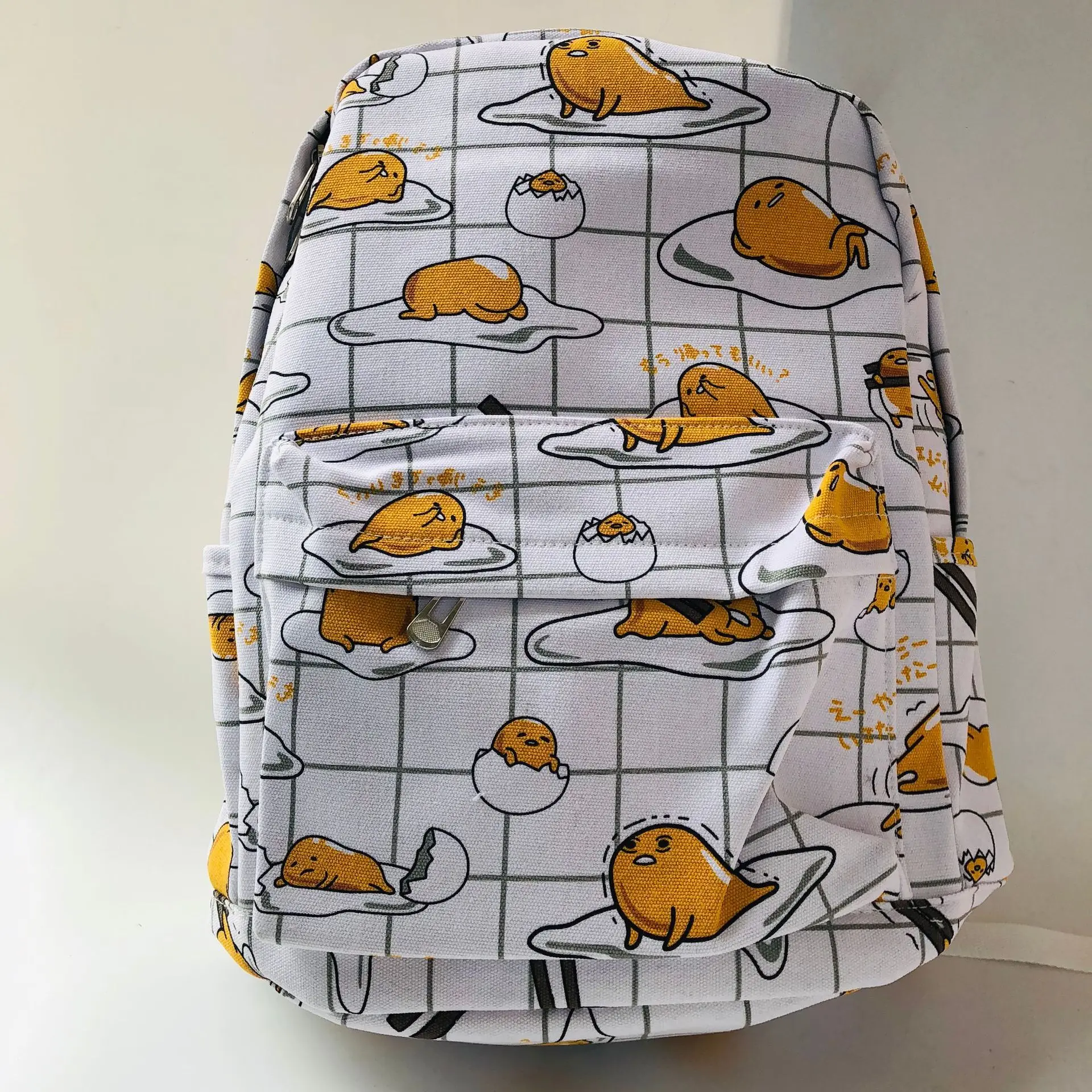 15*29*40 см желтый и белый Gudetama мультфильм холщовый рюкзак дорожный плюш сумка в виде котенка - Цвет: Белый