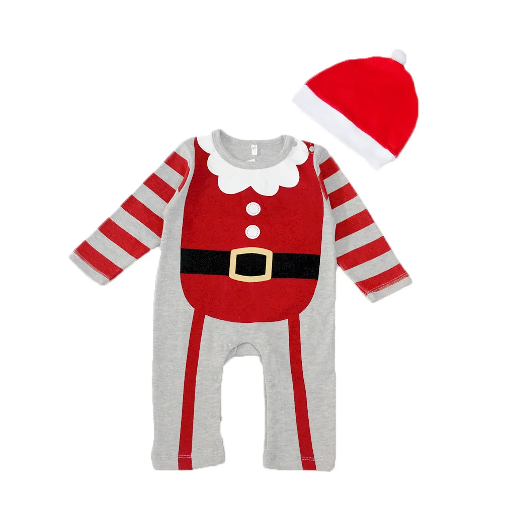 Одежда для сна из хлопка с рождественскими рисунками Детский костюм комбинезон для новорожденного, для малыша мальчика демисезонный Кепки комбинезон комбинезон, костюм комбинезоны для новорожденных; рождественские сдельник для ребенка - Цвет: C