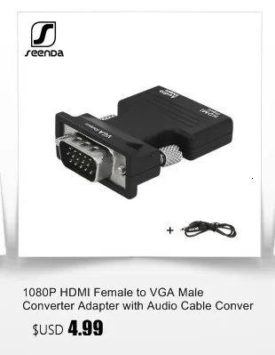 SeenDa адаптер hdmi-vga цифро-аналоговый видео аудио VGA к Hdmi для ПК ноутбук планшет мужчин конвертер с разъемом адаптер