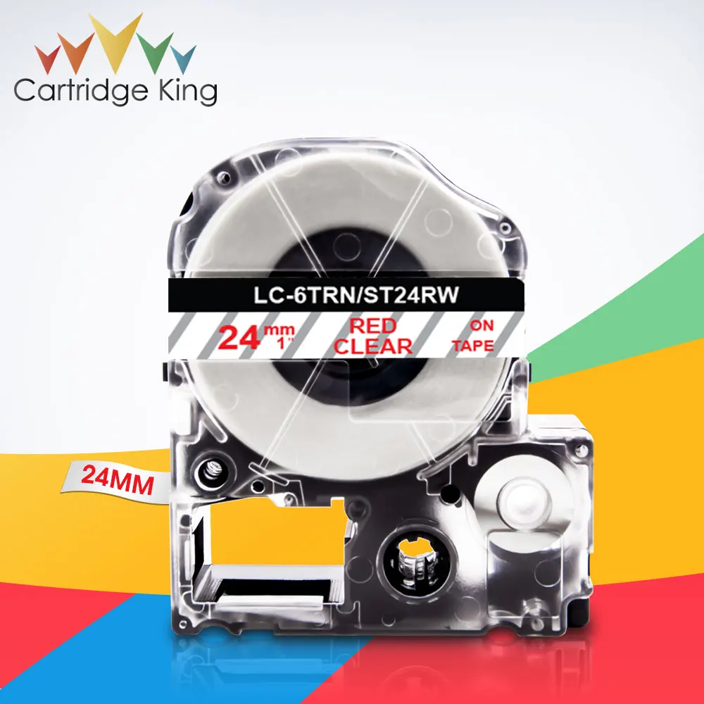 

Red on Clear ST24RW LC-6TRN 24mm*8m Labeling Tape Printer Ribbon for Epson King Jim LW-700 LW-700 LW-900P LW-1000P Label Maker