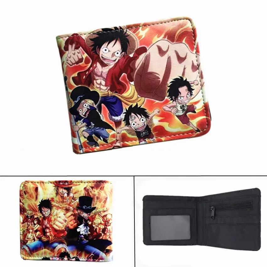 Аниме one piece Luffy PU кошелек на молнии карман для монет короткий двойной фото ID держатель для карт слоистых мальчиков девочек кожаный мультфильм кошелек подарок - Цвет: 15