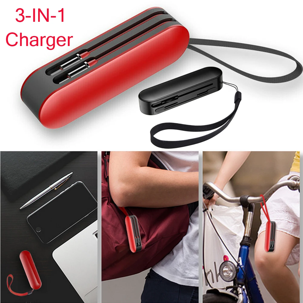 Universal 3-in-1 Swiss Knife Style Charging Cable Micro USB Type-C For iPhone Android Multi-Function Phone Charger Cord