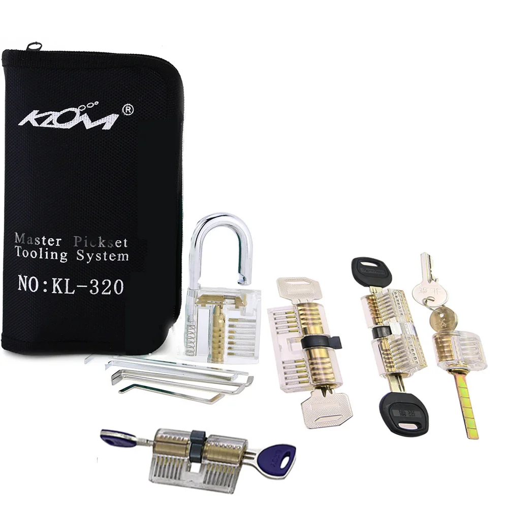 Tool with 5 locks Klom 32 шт. инструменты для снятия блокировки ручные инструменты с 9 шт. прозрачный набор для открывания замков, профессиональная тренировка слесаря - Цвет: Tool with 5 locks