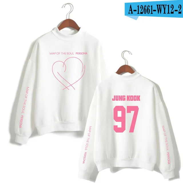 14 JIMIN J-HOPE JUNG KOOK SUGA водолазка толстовки с принтом альбом карта душа Persona Женские Модные водолазки-толстовки - Цвет: 14