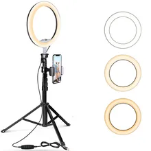 10," светодиодный кольцевой светильник для селфи со штативом, подставка, держатель для мобильного телефона, для макияжа в реальном времени, для YouTube, видео, для iPhone, Android