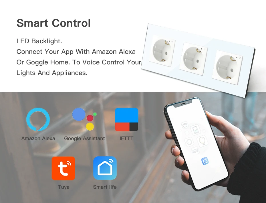 painel vidro cristal soquetes azul backlight