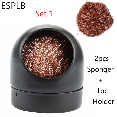 Premium Black/Gold Soldering Iron Cleaning Kit with Sponge and Holder