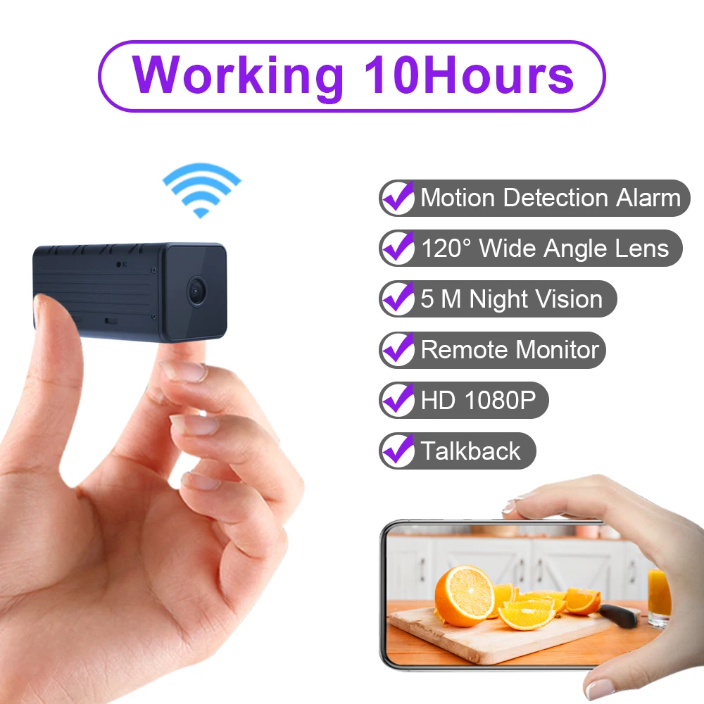 Мини Wi Fi камера HD 1080P ночное видение микро широкоугольная с датчиком движения