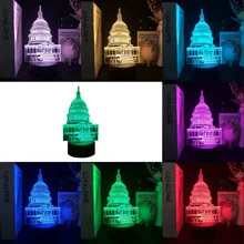 

White House 3D Building LED Night Light For Home Bedroom Decoration 7 Colors USB LED Lamps Desk Lamp Room Decor