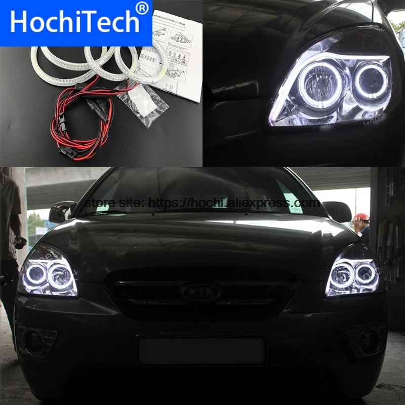 HochiTech ультра яркий SMD белый светодиодный ангельские глазки 1800LM halo Кольцо Комплект дневного света DRL для Kia Carens Rondo 2006-2011