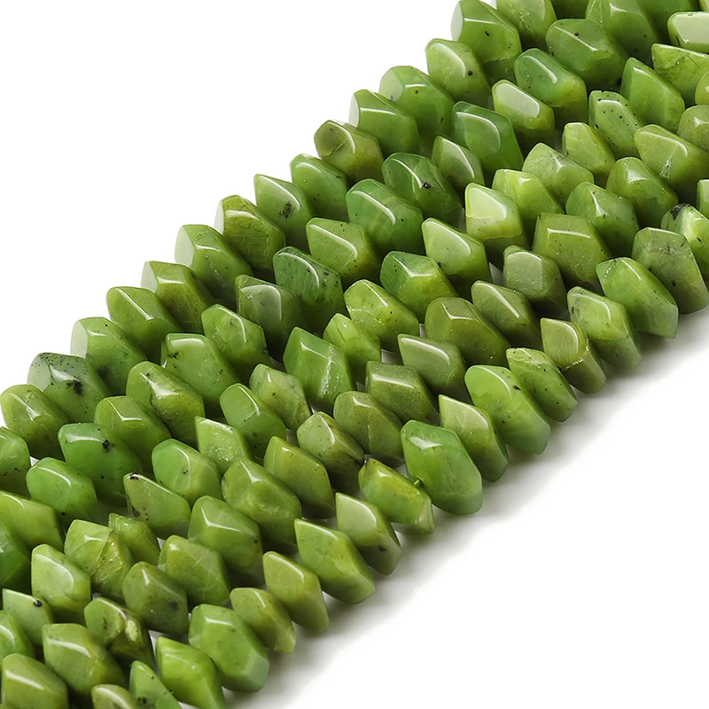 Natural Canada Green Jades Mineral Bead 6x11mm Irregular Loose Spacer Rondelle Stone Beads for Jewelry Making DIY Bracelet 7.5'' |