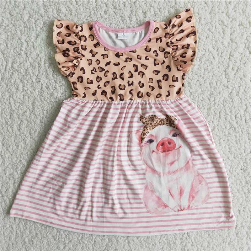 Vestido de leopardo y cerdo para bebé, ropa de verano para niña, bonita falda de Boutique de seda de leche, venta al por mayor, ropa niño de alta calidad|Vestidos| - AliExpress