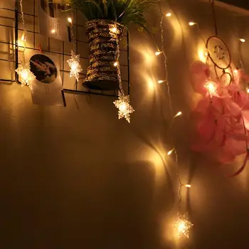 

EU Plug 8 modes LED Strip Curtain Lamp String Snowflakes Fairy Light Waterproof Outdoor Festival Party Decorative Lamps
