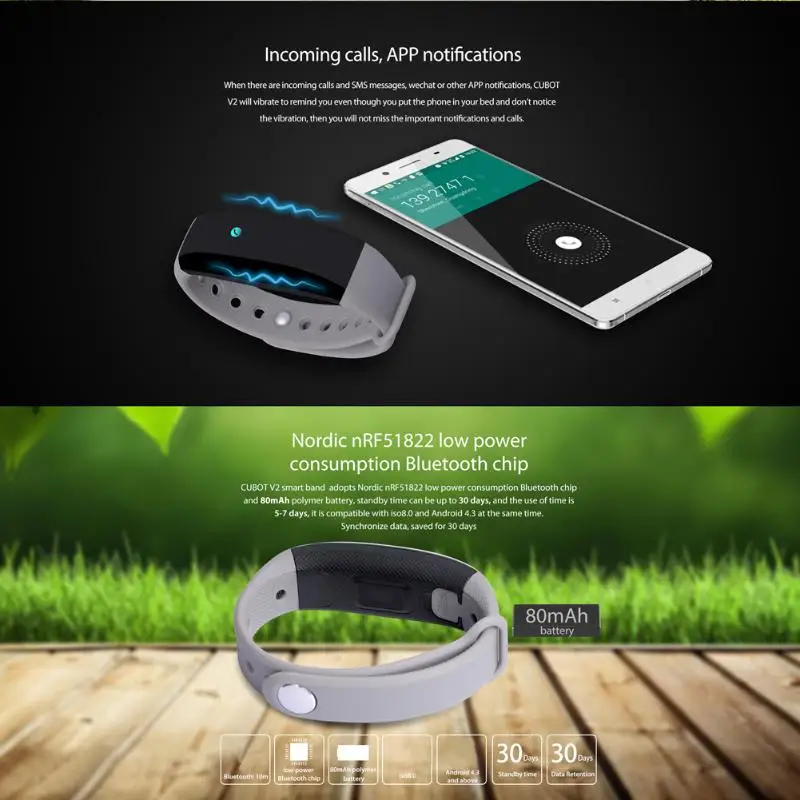 ALLOYSEED Bluetooth Смарт Браслет Интеллектуальный напоминание Водонепроницаемый Анти-потеря сигнализации спортивный умный Браслет для смартфона