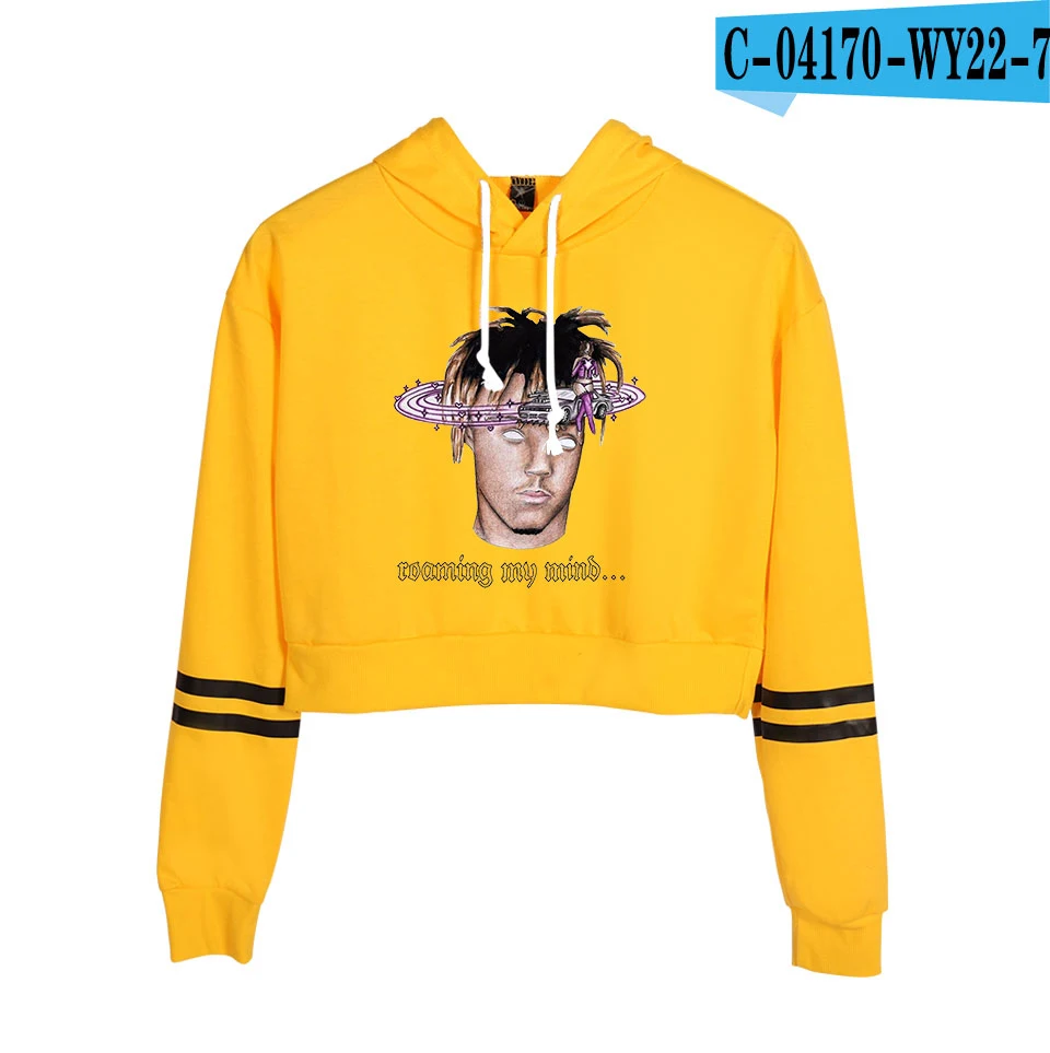 R.I.P. Respect Rapper Juce Wrld толстовка женская с высокой талией Juice Wrld толстовка сексуальная укороченная Толстовка весна лето осень - Цвет: yellow