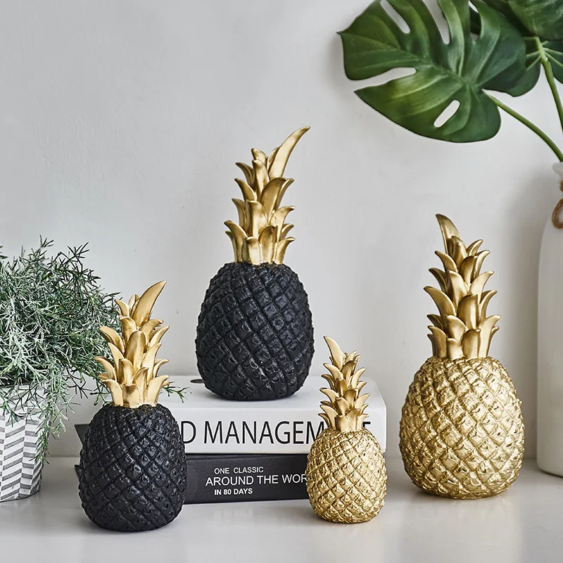 

2019 Resin Pineapple Multi-action Figurines Gold Black White Fruit Model Crafts for Home Decoration Accessories F