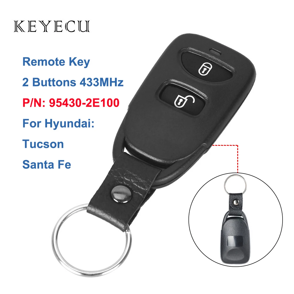 Keyecu для hyundai Tucson Santa Fe 2008-2009 Замена Автомобильный Брелок дистанционного управления с ключом 2 кнопки 433 МГц P/N: 95430-2E100